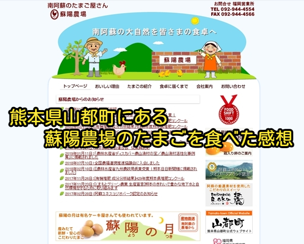 熊本県山都町にある蘇陽農場のたまごを食べた感想